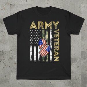 Army Veteran American Flag Graphic T-Shirt | Patriotic Military Pride Tee